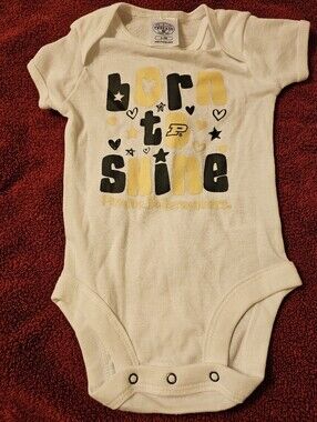 NWOT Purdue Boilermakers 'Born to Shine' White Baby One-Piece. Size: 6-9.